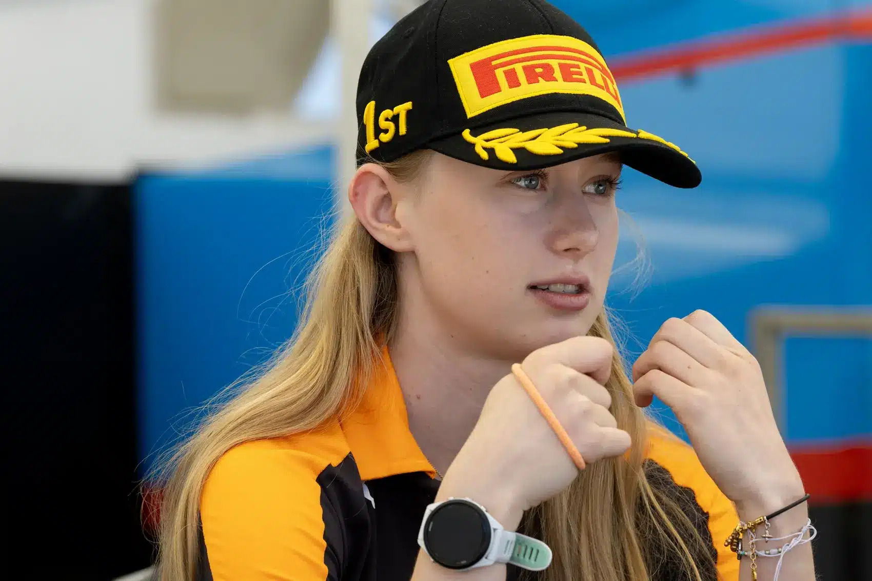 Ella Häkkinen wearing her race-winning cap