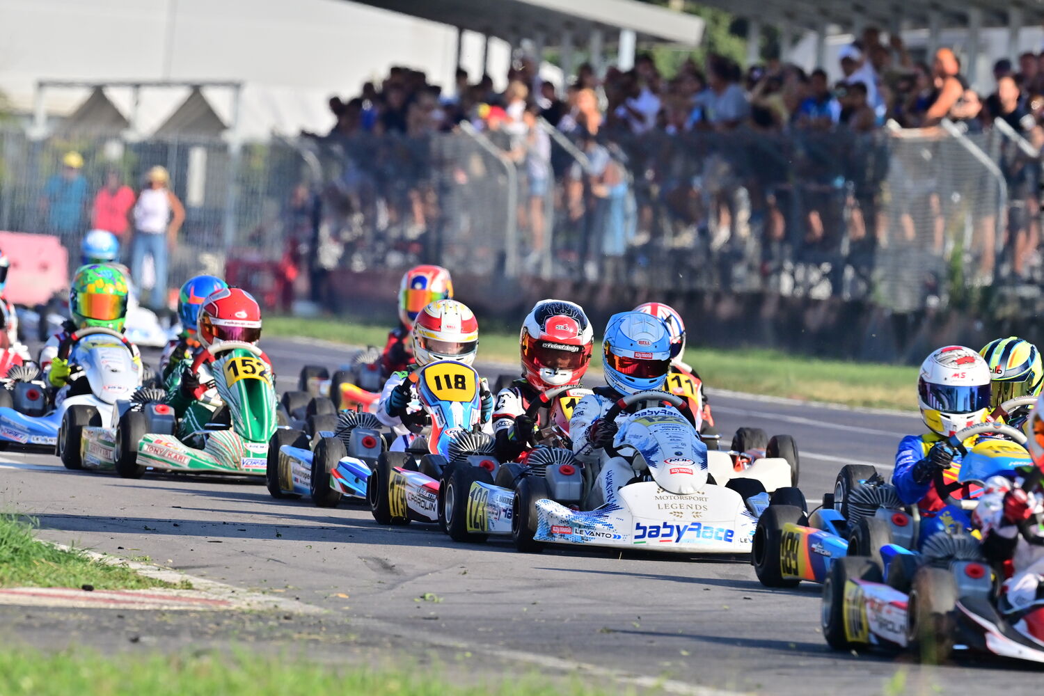 Ella Häkkinen in the Babyrace kart among the pack, 2023