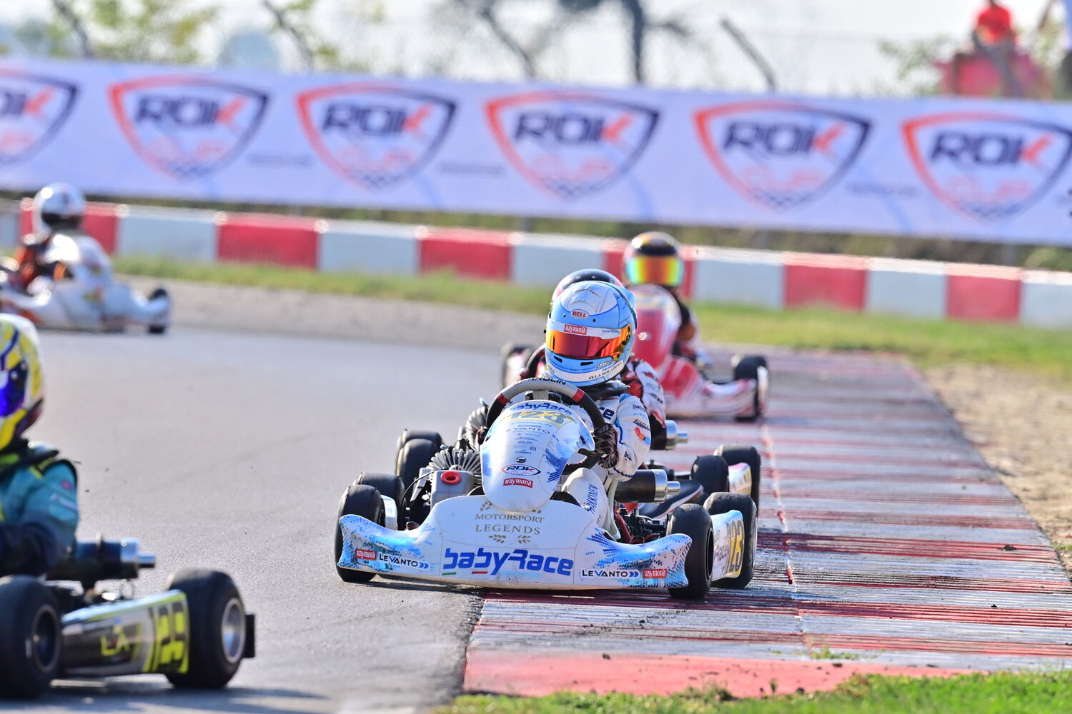 Ella Häkkinen cornering at a ROK Cup round, 2023