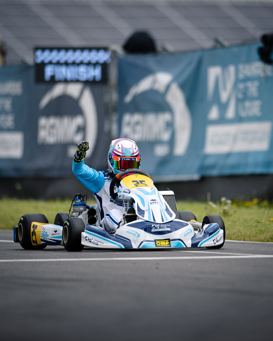 Ella Häkkinen celebrating a win at Cremona, 2024